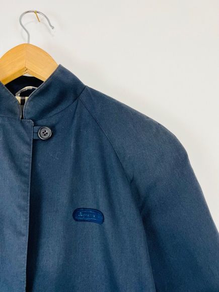 Aquascutum Vintage Mod Jacket 8 UK Navy Blue Check Lining Logo Classic - Picture 3 of 10